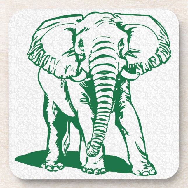 Dessous-de-verre Cute Hunter Green Elephant Line Dessin Boisson (Devant)
