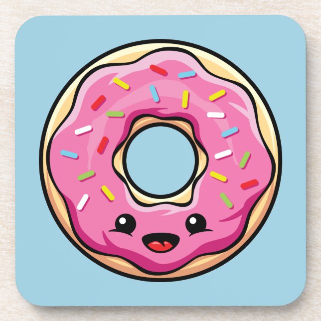 Dessous-de-verre Cute Kawaii Donut rose (Devant)