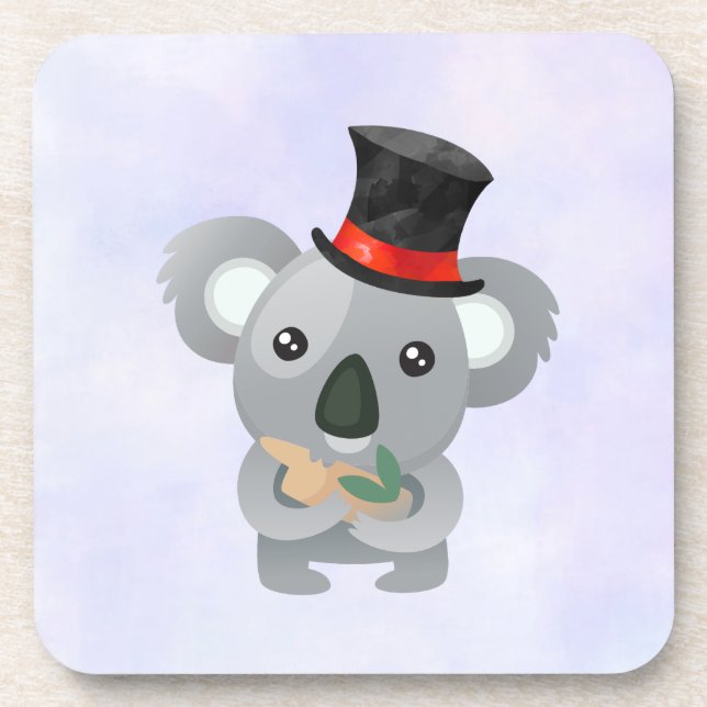 Dessous-de-verre Cute Koala dans un chapeau noir (Devant)