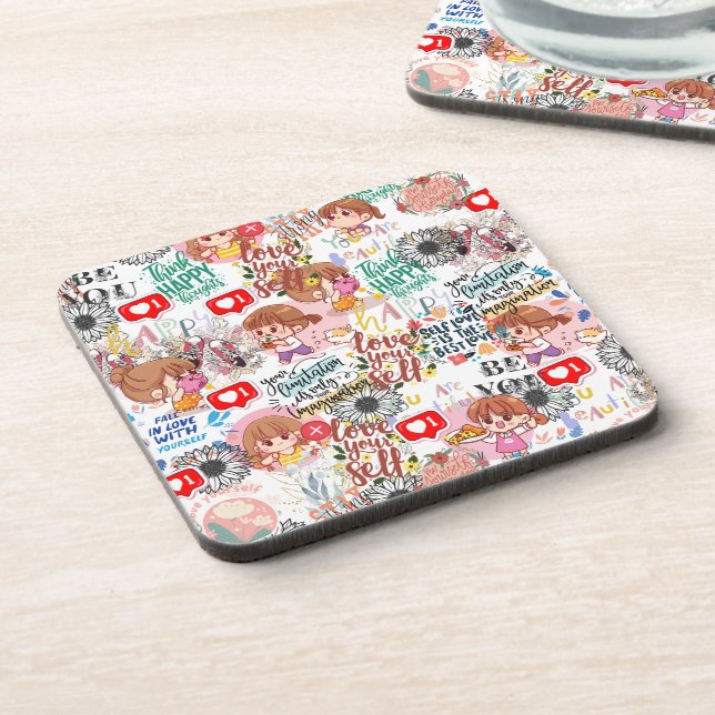 Dessous-de-verre Cute Motivational – Positive Quote Kawaii  (Côté gauche)