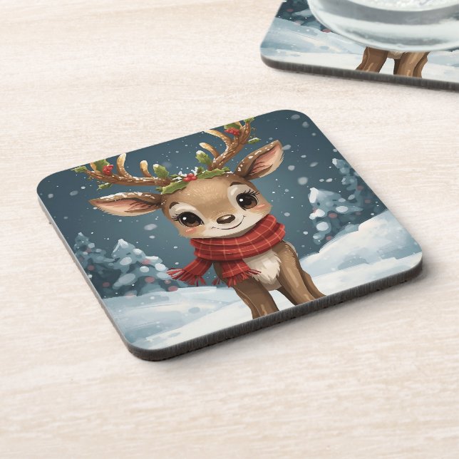 Dessous-de-verre Cute reindeer christmas holiday tables (Côté gauche)
