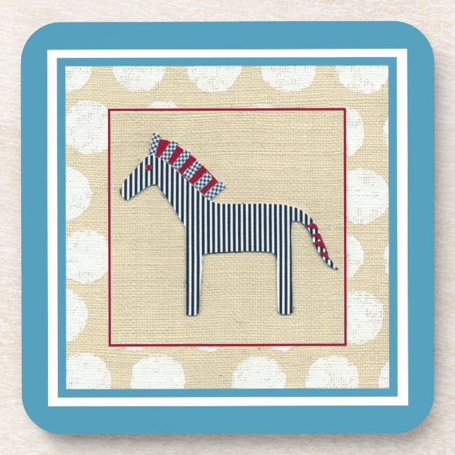 Dessous-de-verre Cutout Zebra sur Arrière - plan crème (Devant)