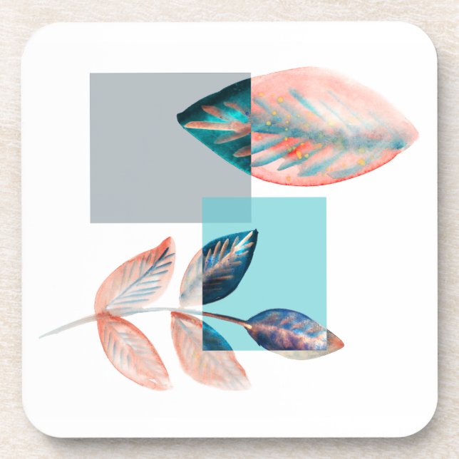 Dessous-de-verre Cyan Red Leaf (Devant)