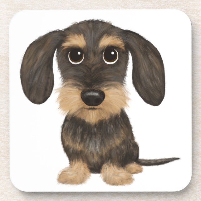 Dessous-de-verre Dachshund À poils durs| Teckel de chien en caricat (Devant)