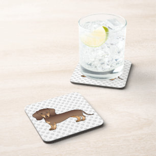 Dessous-de-verre Dachshund aux poils courts Chocolat et Tan & Patte