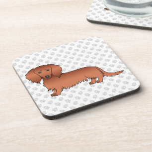 Dessous-de-verre Dachshund de dessin animé mignon aux longs cheveux
