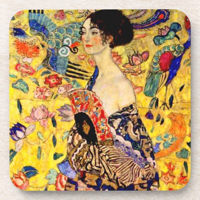 Dessous-de-verre Dame Gustav Klimt avec ventilateur (Devant)
