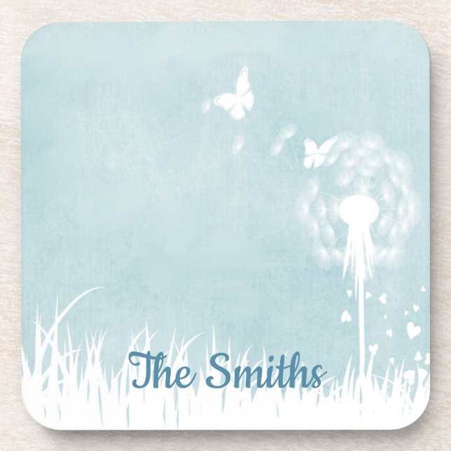 Dessous-de-verre Dandelions, papillons et Ciel bleu (Devant)