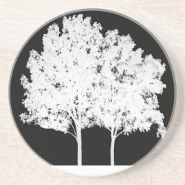 Dessous de verre d'arbre noir et blanc