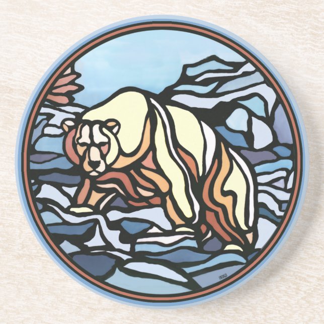 Dessous de verre d'art de l'ours polaire Art autoc (Devant)