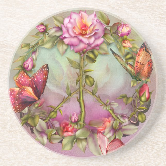 Dessous de verre d'art de roses de paix (Devant)