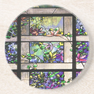Dessous de verre d'art en verre souillé de Nouveau