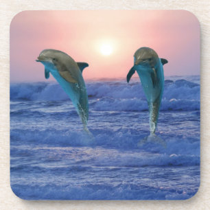 Dessous-de-verre Dauphin de Bottlenose au lever de soleil