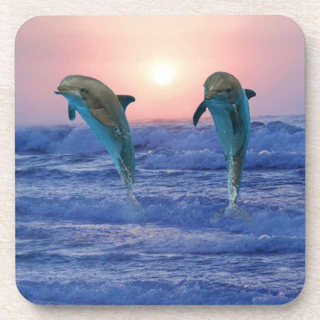 Dessous-de-verre Dauphin de verdure au lever du soleil (Devant)