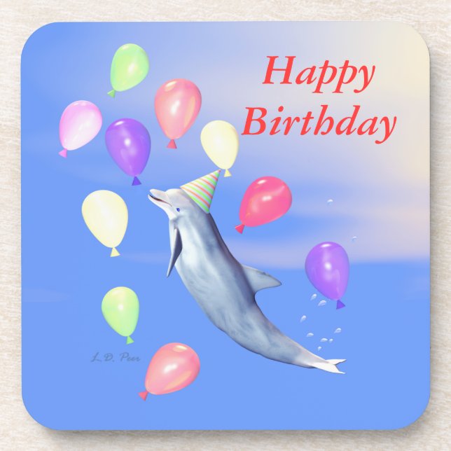 Dessous-de-verre Dauphin et ballons de joyeux anniversaire (Devant)
