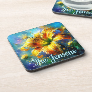 Dessous-de-verre Daylilies Daylilies Fleur Jaune Turquoise Personna