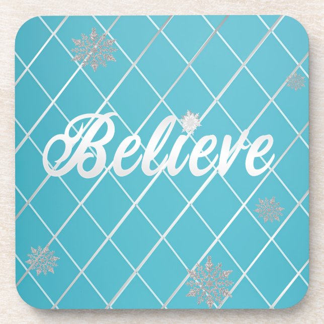Dessous-de-verre Dazzling Believe Light Blue and Silver (Devant)