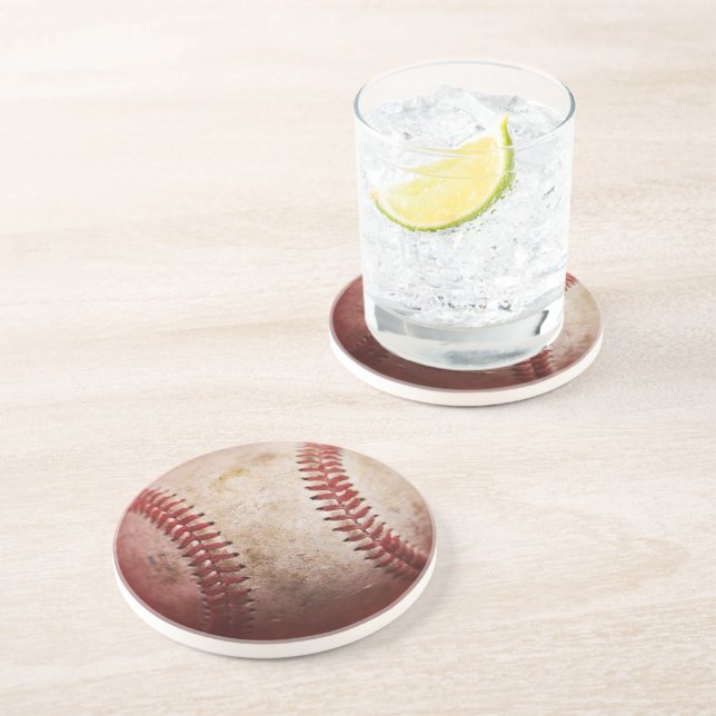 Dessous de verre de baseball en grès rond (Côté)