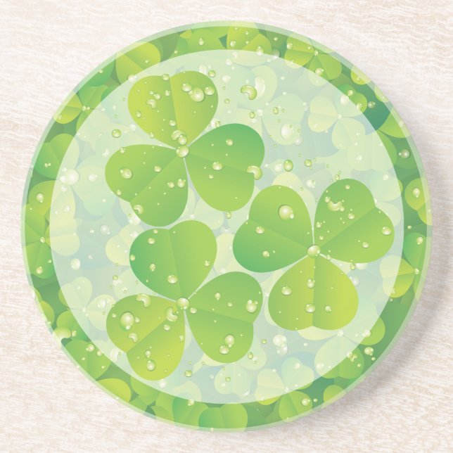 Dessous de verre de boisson shamrock au charme ver (Devant)