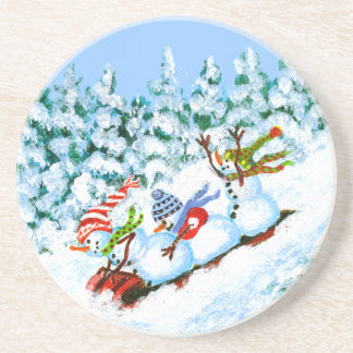 Dessous de verre de boissons de Noël d'hiver,