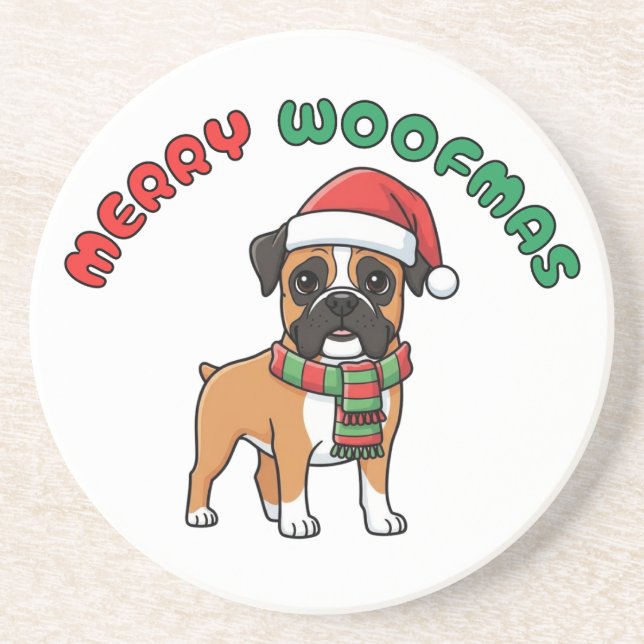Dessous de verre de boîte de Noël : Joyeux Woofmas (Devant)