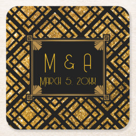 Dessous de verre de Carré Mariage Art déco noir et