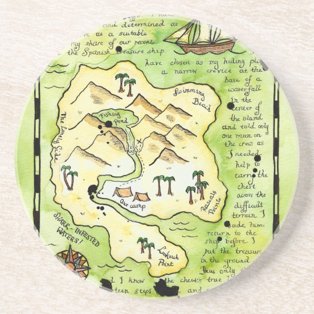 Dessous de verre de carte de trésor de l'île des (Devant)