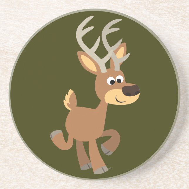 Dessous de verre de cerfs en caricature mignon (Devant)