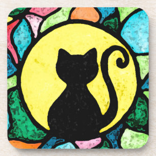 Dessous de verre de chat en verre souillé