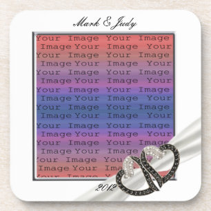 Dessous de verre de Coeurs Diamants Noirs & Blancs