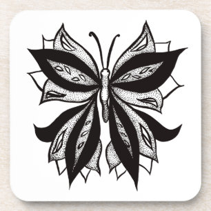 Dessous-de-verre De dessin étrange d'encre d'abrégé sur tatouage de