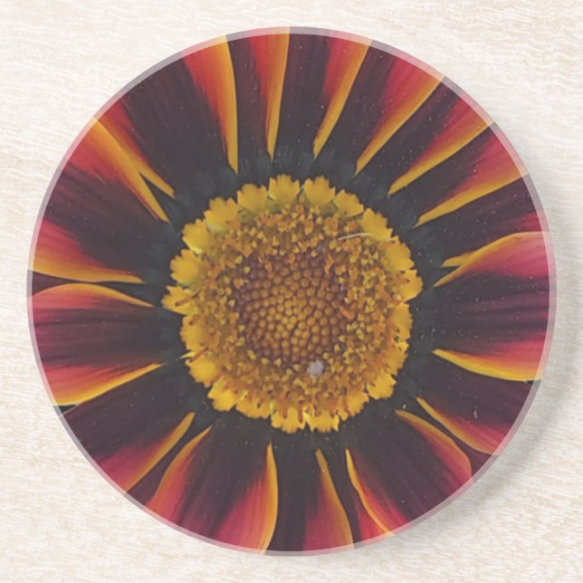 Dessous de verre de fleurs rouges et jaunes (Devant)