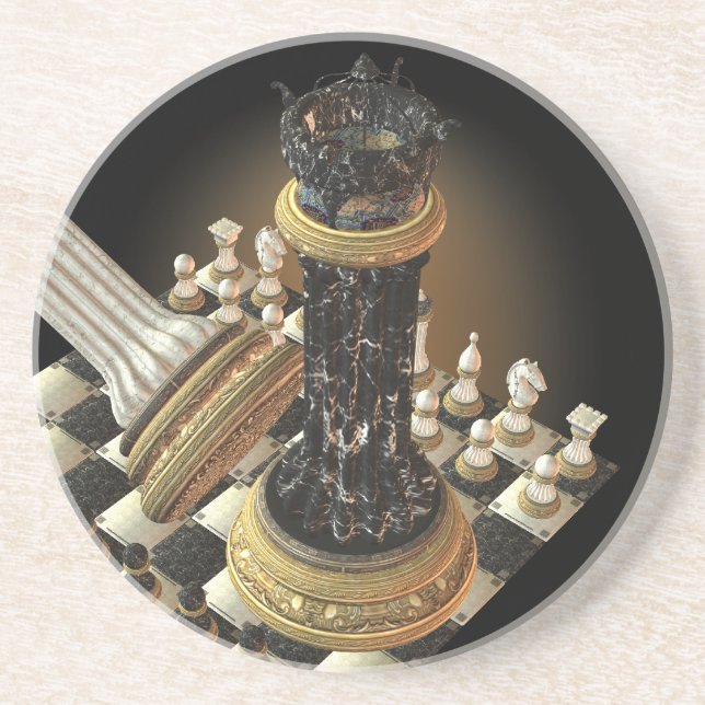 Dessous de verre de grès de jeu d'échecs (Devant)