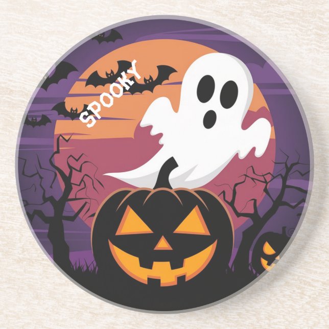 Dessous de verre de grès d'Halloween. (Devant)