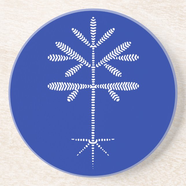Dessous de verre de grès en Bleu avec écaillage bl (Devant)