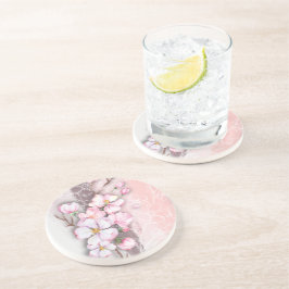 Dessous de verre de grès en grès de fleurs de ceri