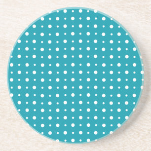 Dessous de verre de grès, Pois, Blanc sur Turquois