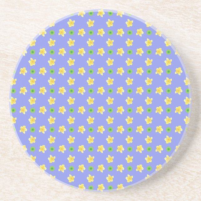 Dessous de verre de grès Primroses, Bleu Violet, P (Devant)