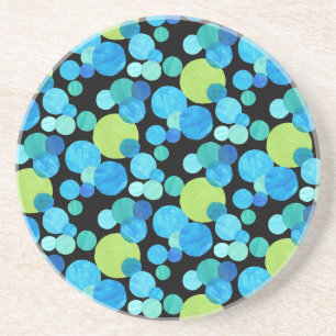 Dessous de verre de grès rond, Motif Blue Moons