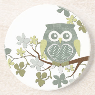 Dessous de verre de hibou d'arbre de polka