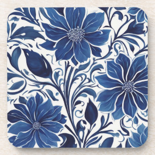 dessous de verre de jardin à fleurs indigo