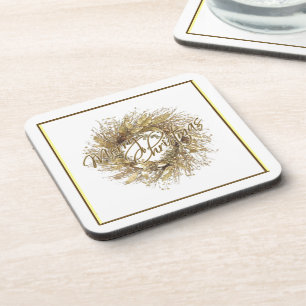 Dessous de verre de Joyeux Noël de guirlande d'or