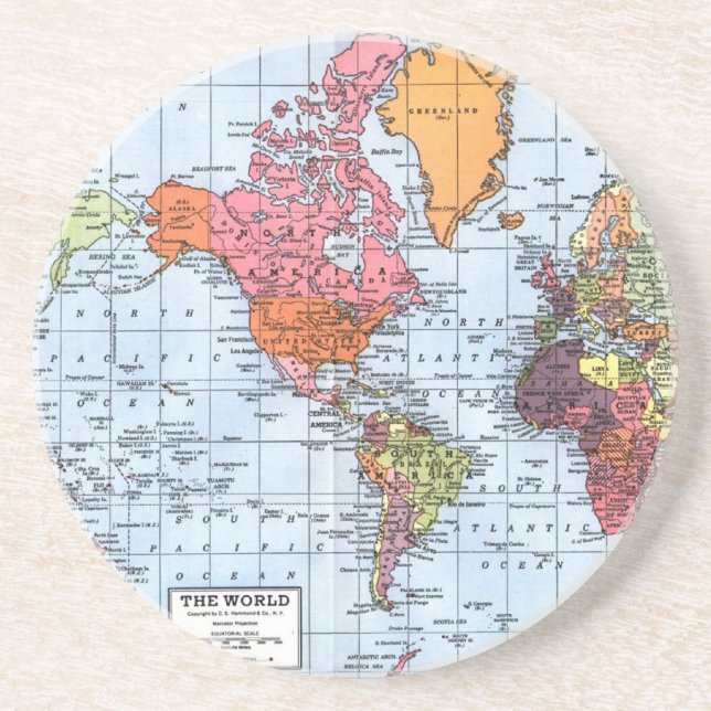 Dessous de verre de la carte mondiale (Devant)