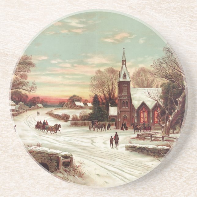 Dessous de verre de la scène hivernale de Noël (Devant)