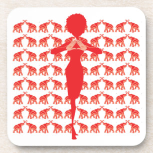 Dessous de verre de liège à éléphants rouges