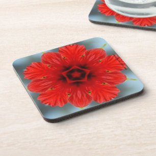 Dessous de verre de liège à fleurs rouges