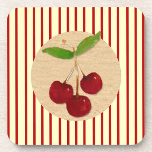 Dessous de verre de liège à rayures cerises