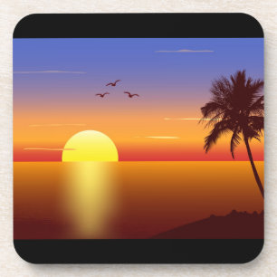 Dessous de verre de liège de coucher du soleil