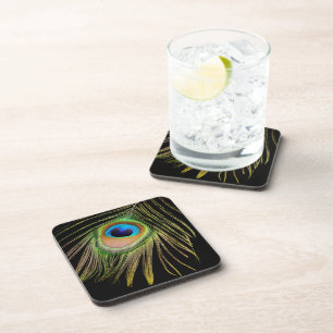 Dessous de verre de liège en plumes de paon