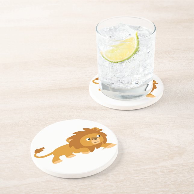 Dessous de verre de lion caricature intelligent (Côté)